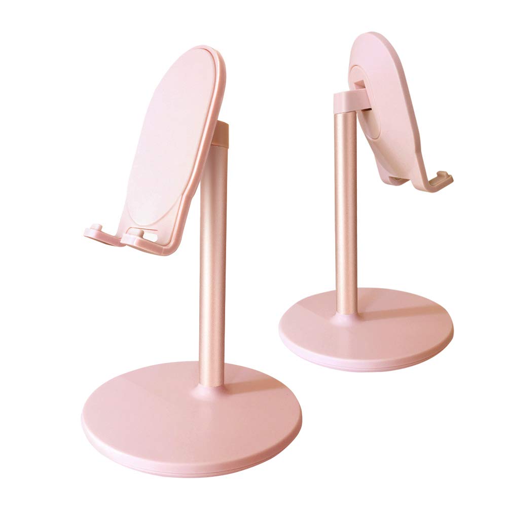 Adjustable Cell Phone Stand for Desk - Hands-Free Phone Holder with 360° Rotation, Compatible with iPhone 14/13/12 Pro Max, Samsung Galaxy S23/S22 (Pink) - Perfect for Video Calls, Watching Movies & TikTok Videos
