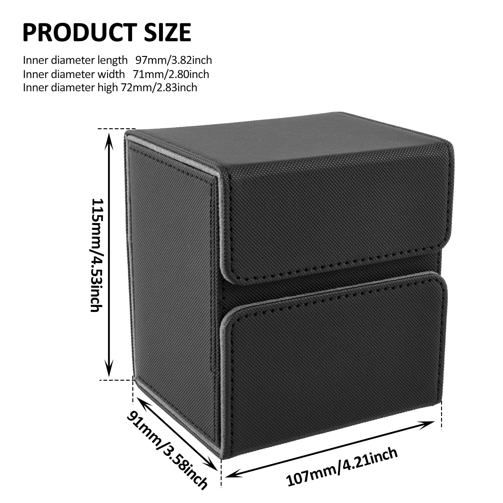 Premium PU Leather MTG Commander Deck Box with Strong Magnet - Holds 100 Double-Sleeved Cards (35pt) - Trading Card Storage Case with Dice Tray for MTG, TCG, CCG - Perfect for Game Nights & Card Protection