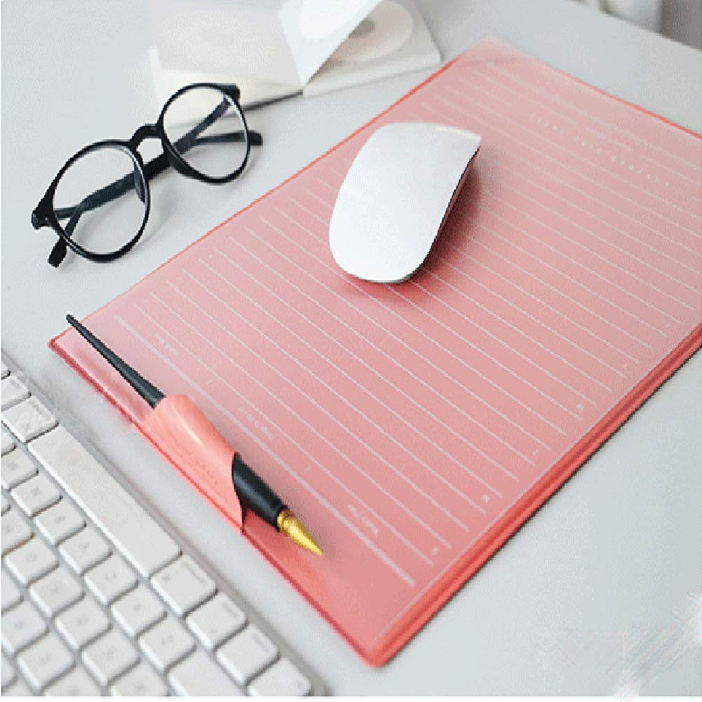 Premium Non-Skid PU Leather Mouse Pad - Large Gaming & Office Desk Protector with Pen Loop & Transparent Sheet for Notes - Perfect for Work, Study, and Home Office Organization (Pink)