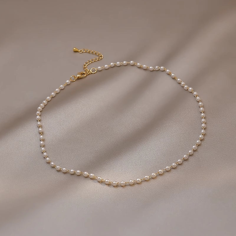 Elegant Petite Pearl Bead Choker Necklace for Women | Delicate Pearl Jewelry Gift for Her | Perfect for Weddings, Parties & Date Nights | HN1582
