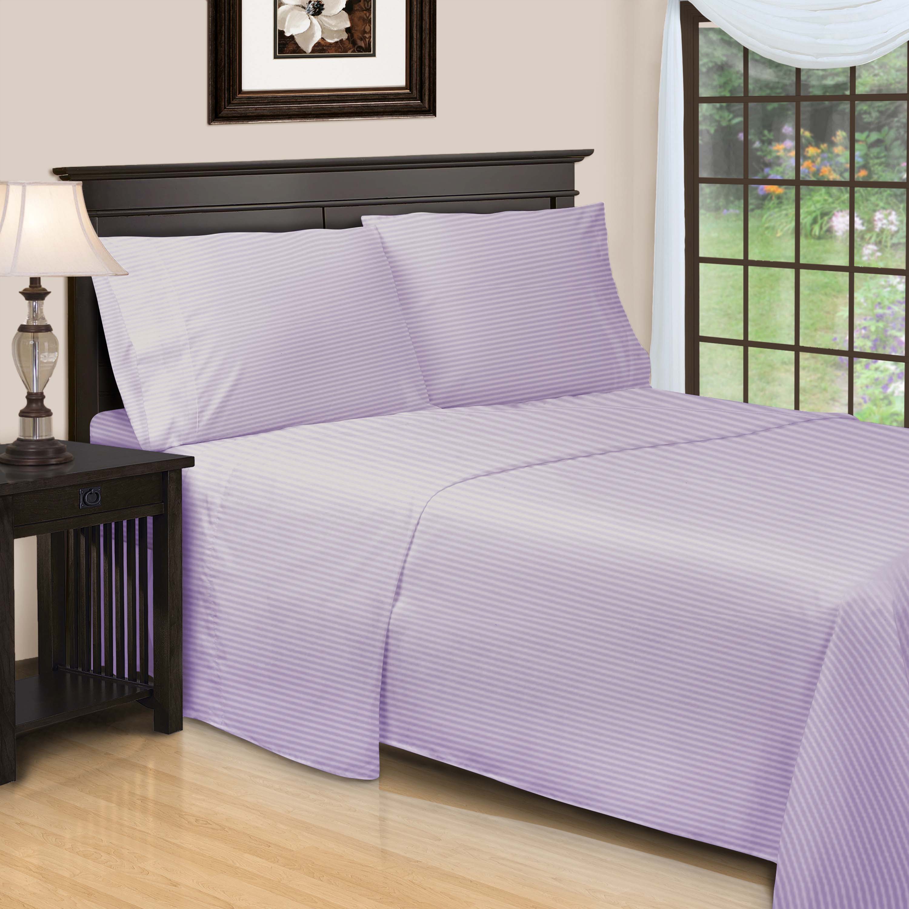 Premium 600 Thread Count Egyptian Cotton Sheet Set - Deep Pocket, Striped Design for Ultimate Comfort & Luxury - Perfect for Master Bedrooms & Guest Rooms