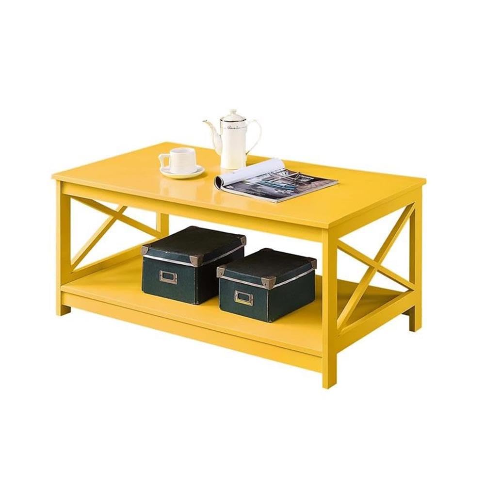 Pemberly Row Yellow Wood Coffee Table - Modern Living Room Centerpiece for Home Decor & Entertaining