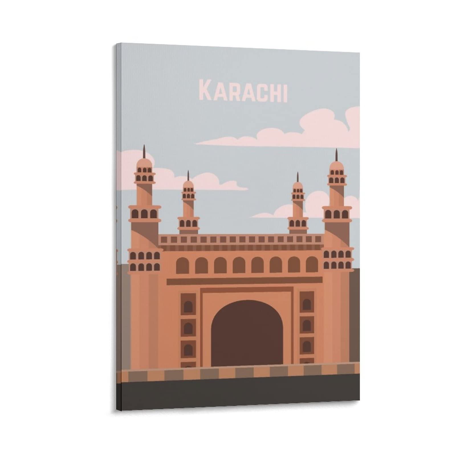 Vintage Karachi Travel Poster Prints - Canvas Wall Art Decor for Living Room, Bedroom & Office - Retro Cityscape Painting for Home & Travel Inspiration