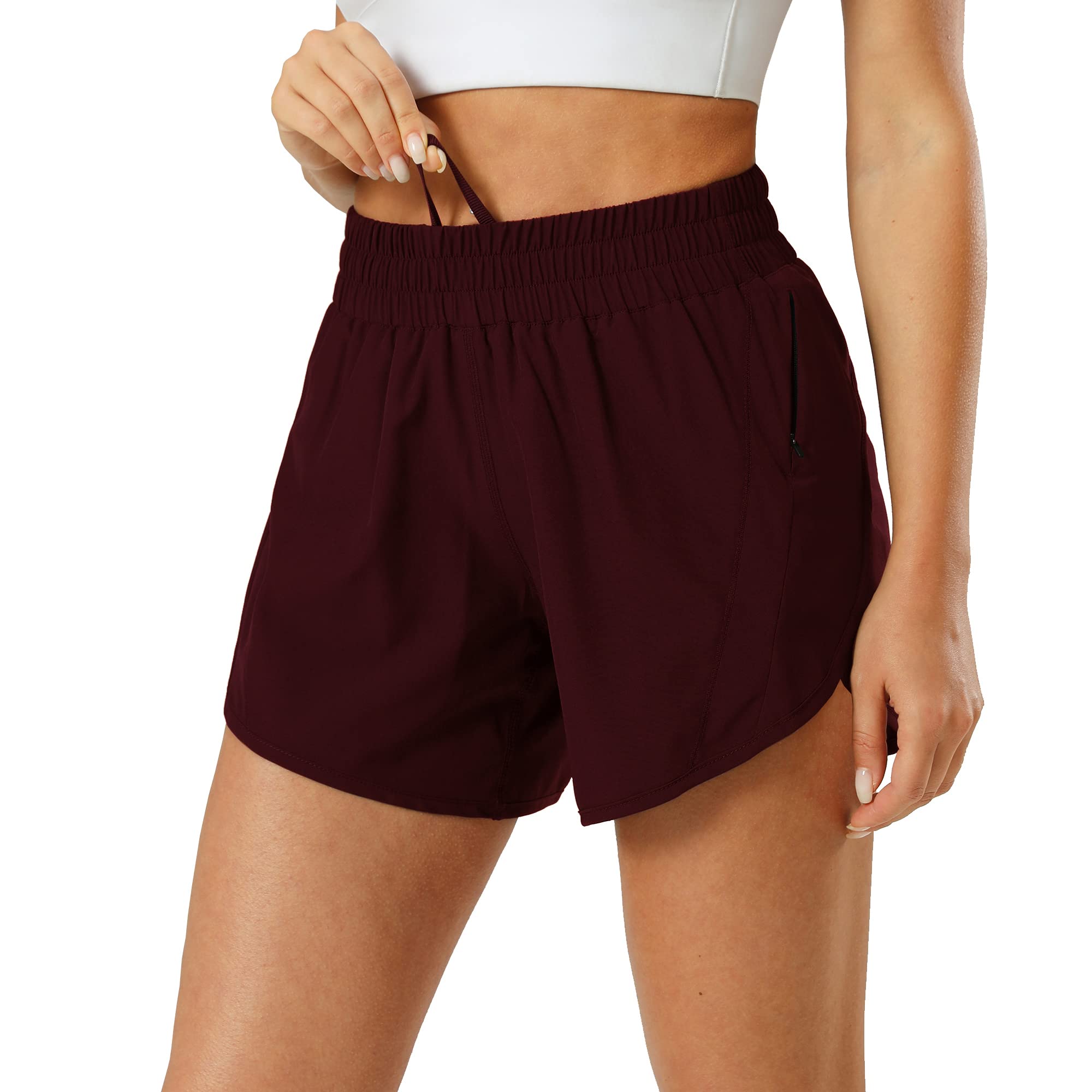 **Aurefin Women's Quick Dry Athletic Shorts - Elastic Waist & Zip Pockets for Running, Workout & Sports | Lightweight & Breathable Activewear for Gym, Jogging & Outdoor Activities**