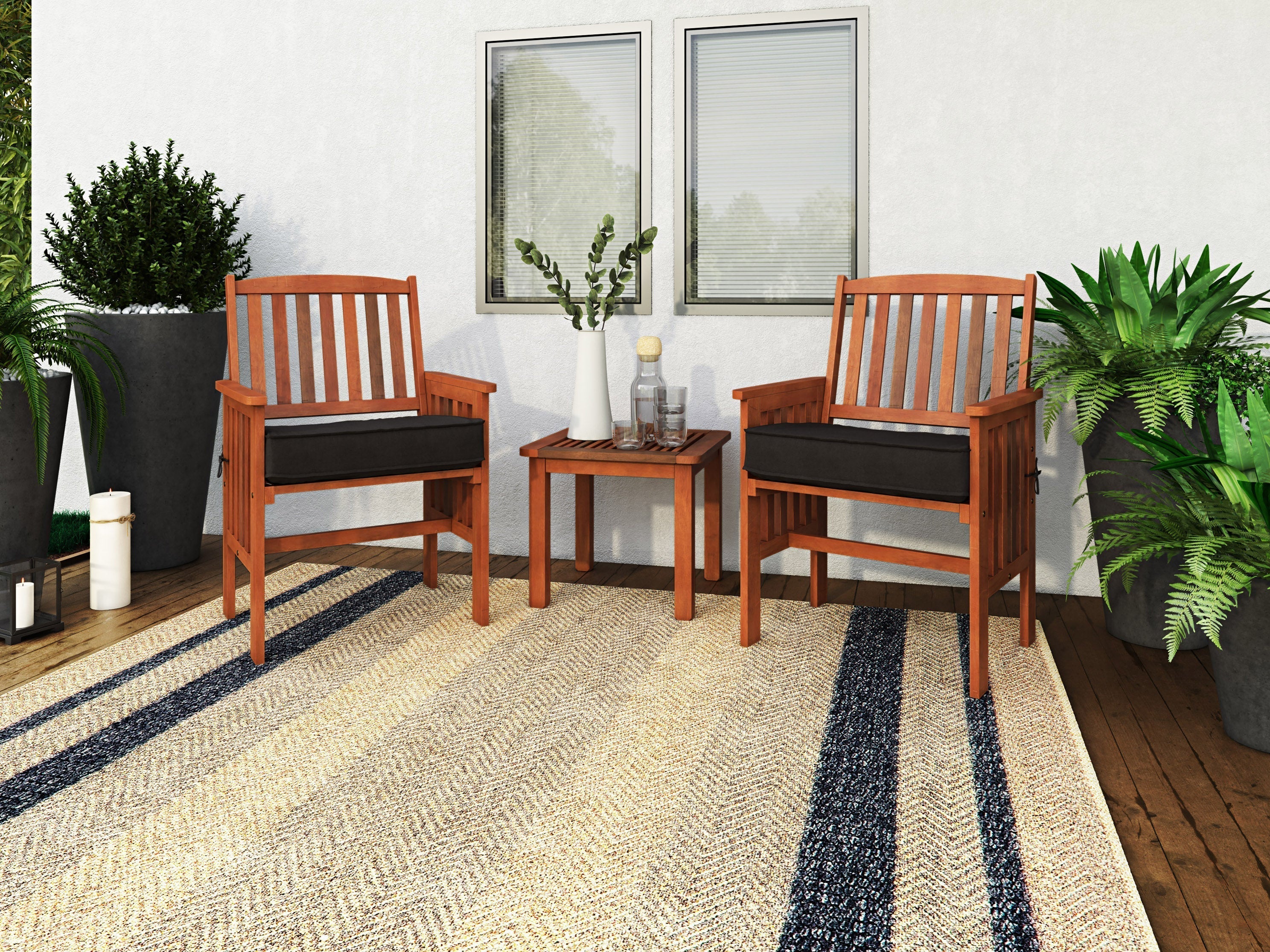 3-Piece Brown Patio Furniture Set - Outdoor Dining & Relaxation for Garden, Backyard, or Deck