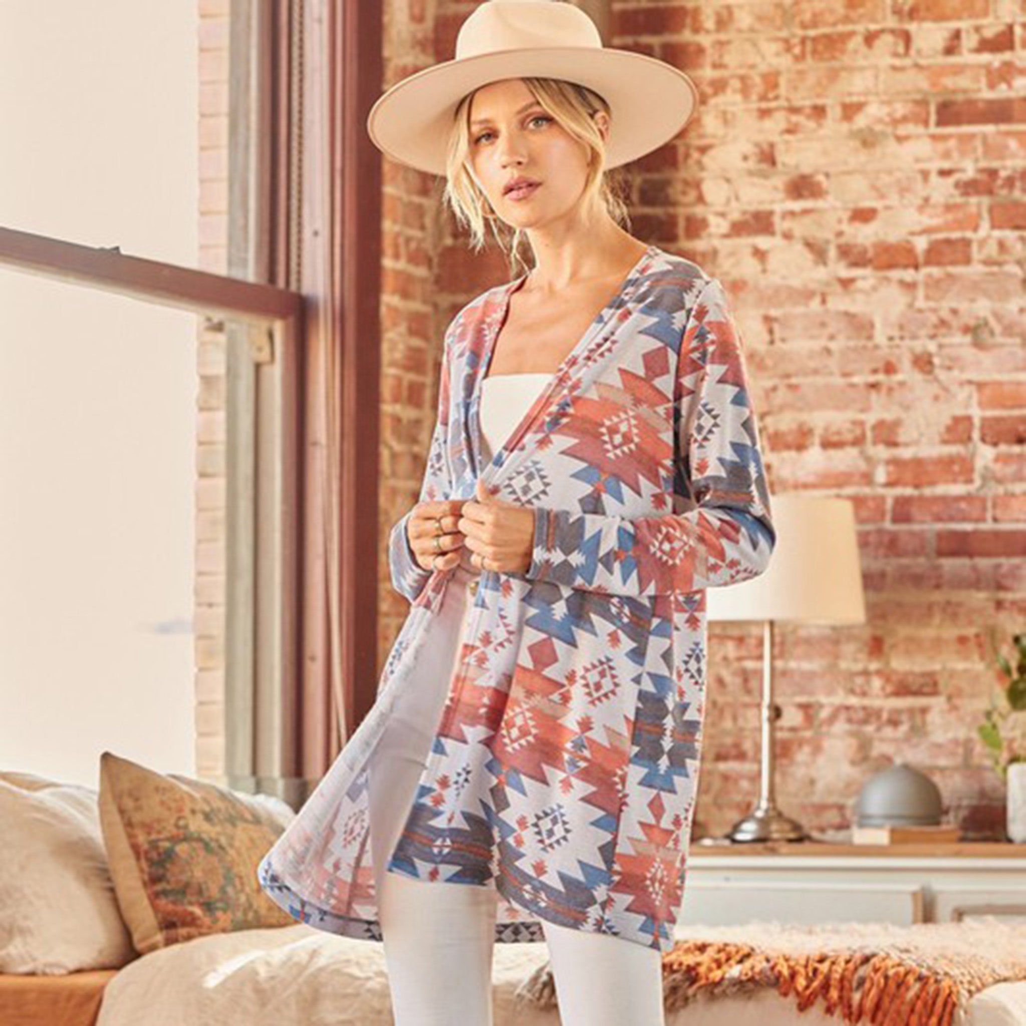Andree Women's Multi Aztec Cardigan - Stylish Boho Open Front Knit Sweater for Fall & Winter | Perfect for Casual Outfits, Layering, and Cozy Evenings