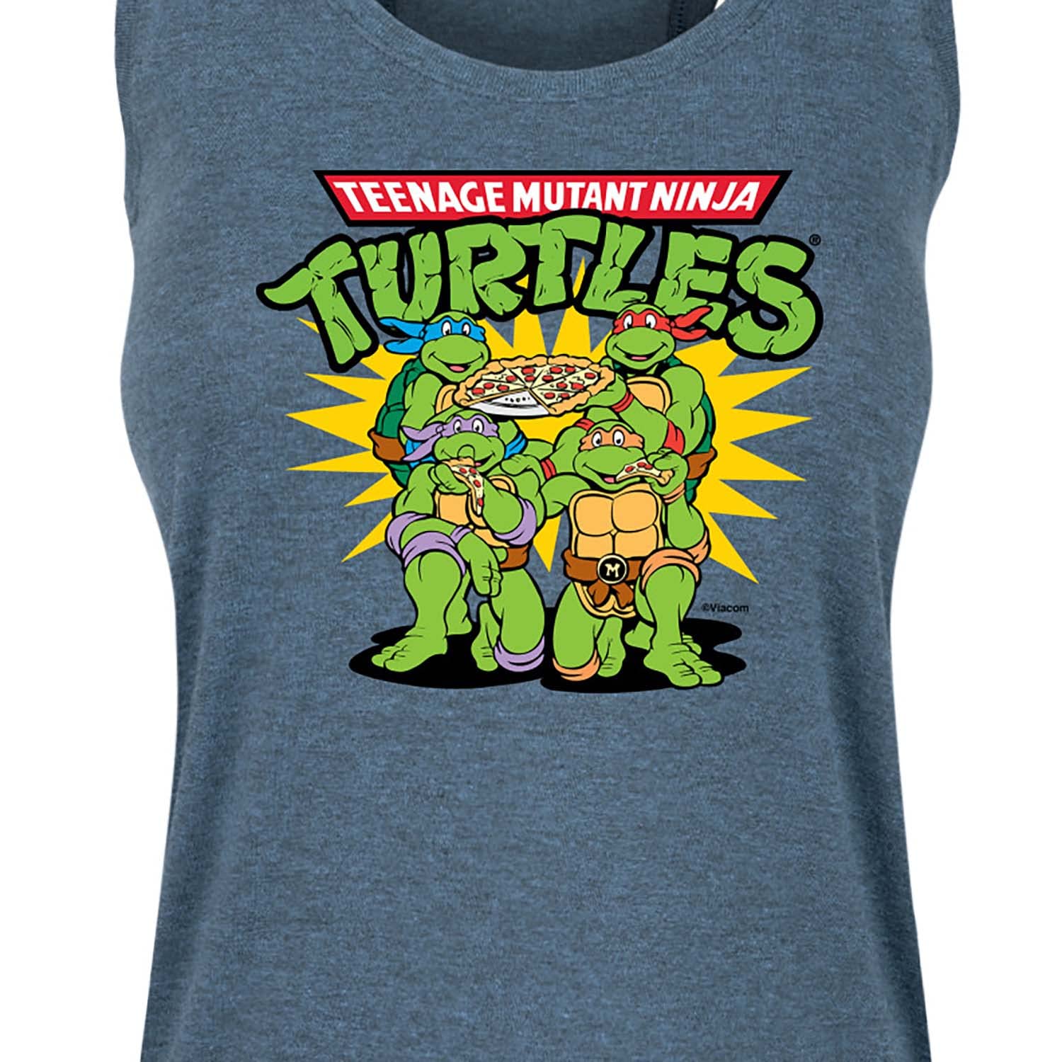 HYBRID APPAREL Women's Racerback Tank Top - Teenage Mutant Ninja Turtles Pizza Dudes Graphic Tee - Soft Stretchy Workout & Casual Wear