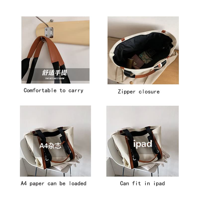 Stylish Canvas Tote Bag for Women - Large Capacity Casual Shoulder Bag - Perfect for Work, School, Travel & Shopping