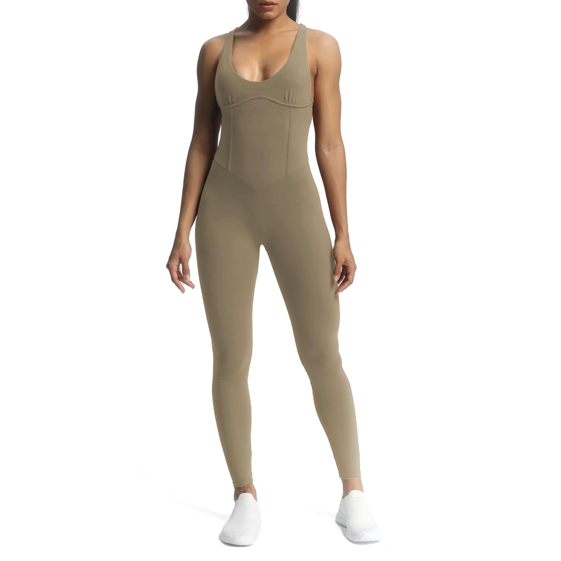Aoxjox Women's Workout Jumpsuit - Cross Back One Piece Scrunch Gym Yoga Sports Bra Jumpsuit for Fitness, Running & Dance | Comfortable Activewear for Women