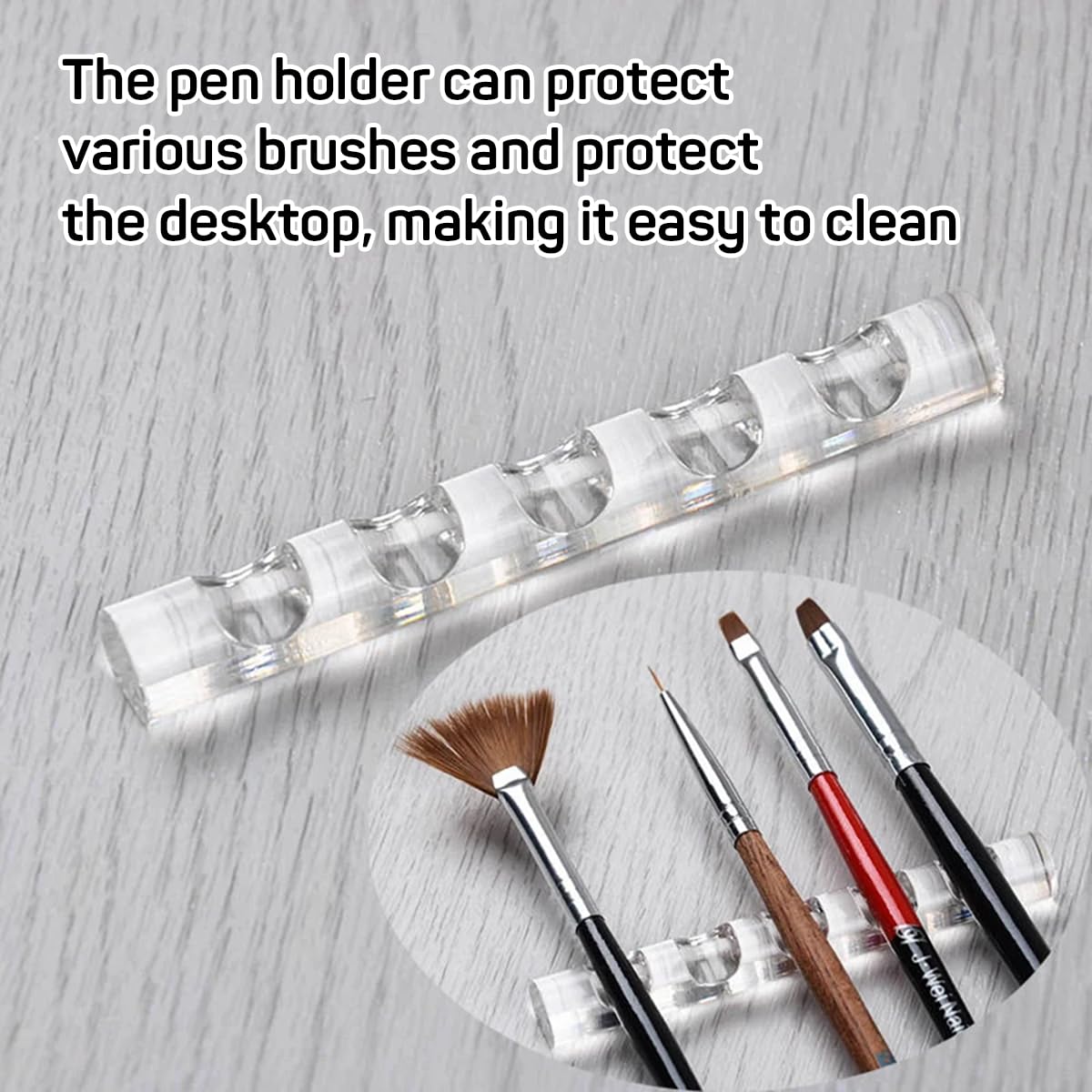 2 Pcs Crystal Clear Acrylic Pen Holder Stand for Drawing Pens & Nail Art Brushes - Organize Your Nail Gel Polish Pens, Art Brushes & Makeup Tools - Perfect for Salon, Home Studio & DIY Manicure Station