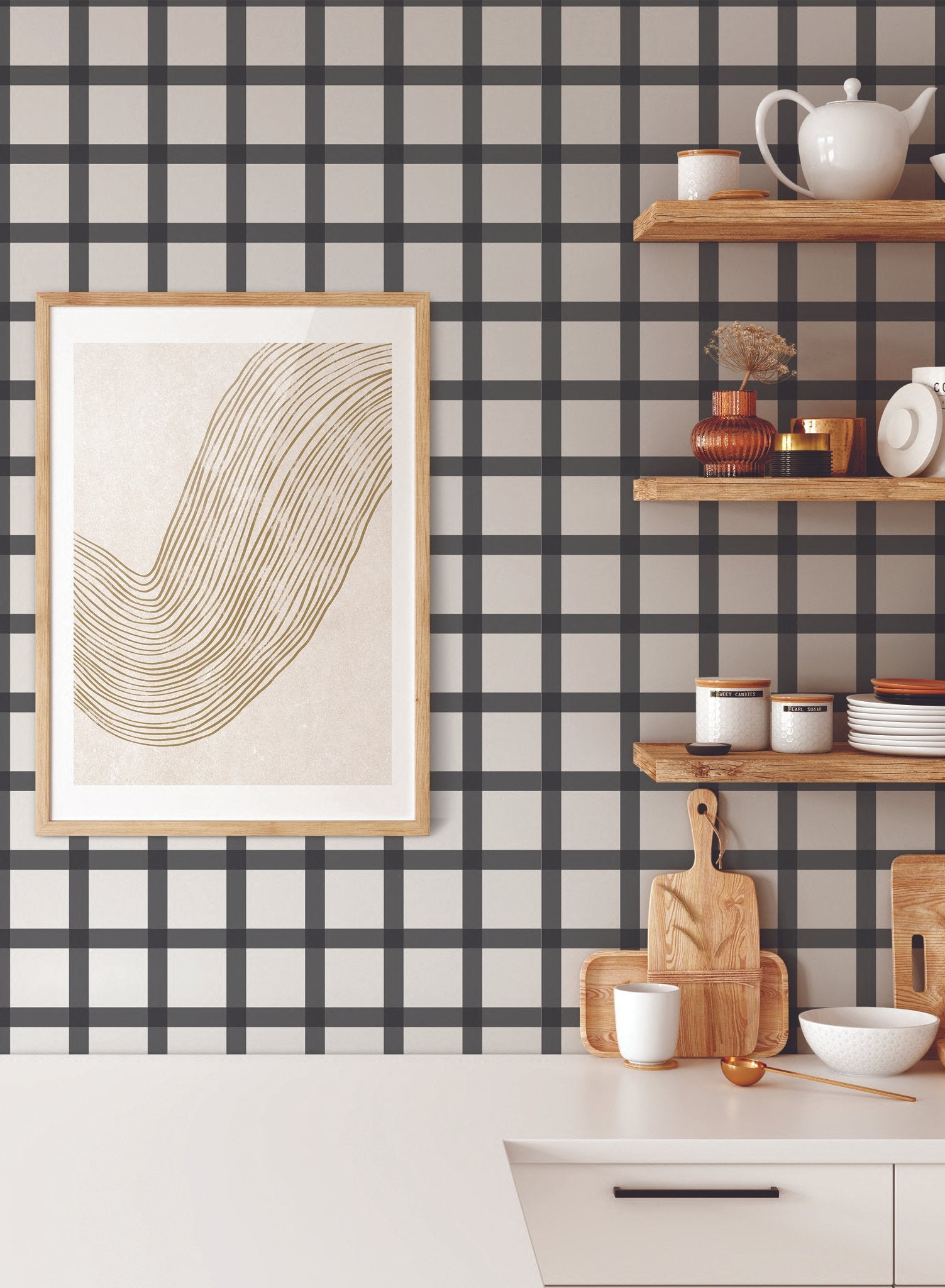 Off the Grid Wallpaper - Modern Geometric Peel and Stick Wallpaper for Home & Office Decor | Perfect for Bedroom, Living Room, and Workspace Accent Walls