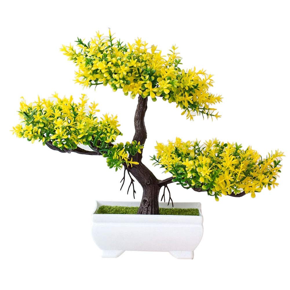 1Pc Artificial Yellow Pine Tree Plant - Realistic Fake Bonsai for Wedding Decor, Home Decoration, Photography Props, and DIY Crafts | Perfect for Centerpieces, Tabletop Displays & Seasonal Home Styling