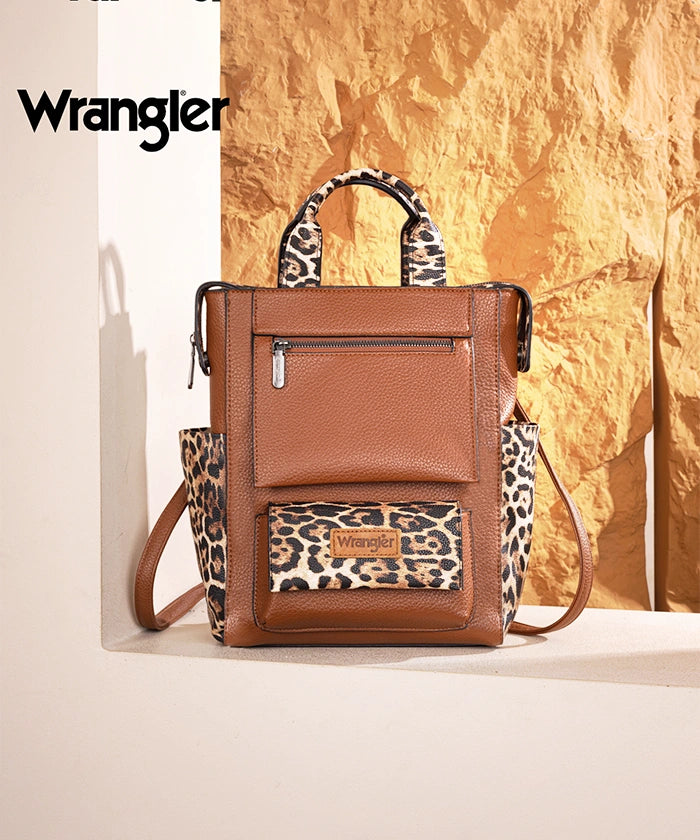 Wrangler Convertible Leather Backpack for Men & Women - Durable Travel Backpack with Adjustable Straps - Perfect for Hiking, Work & School