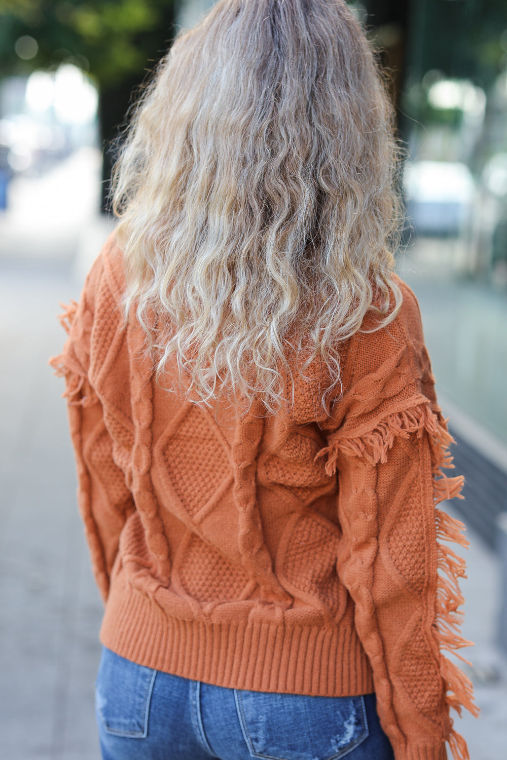 Joyful Days Rust Cable Knit Tassel Fringe Sweater for Women - Cozy Autumn Winter Pullover with Boho Chic Style | Perfect for Fall Outfits, Holiday Parties & Casual Wear