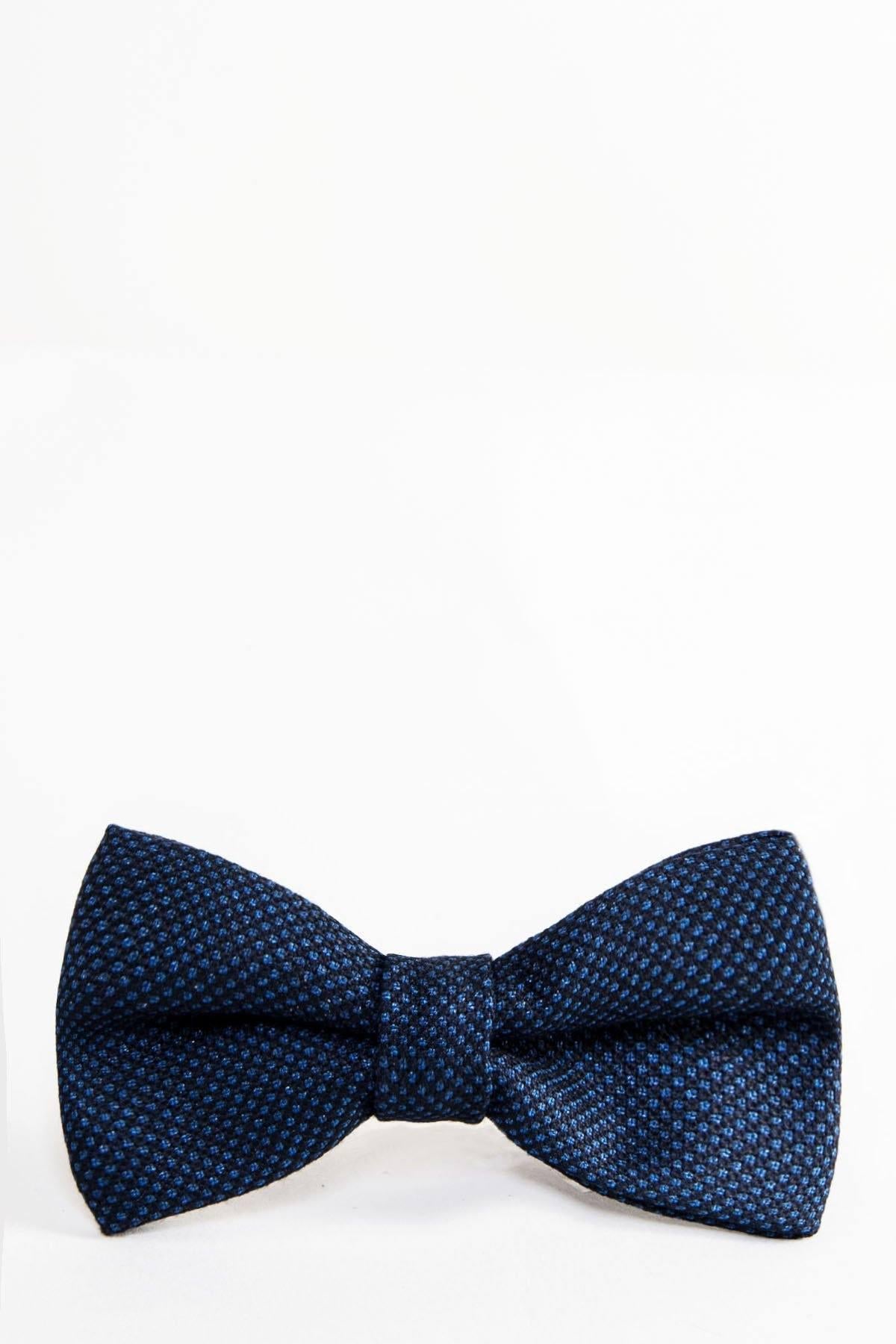Callum Navy Blue Birdseye Bow Tie for Men - Classic Formal Necktie for Weddings, Prom & Special Occasions