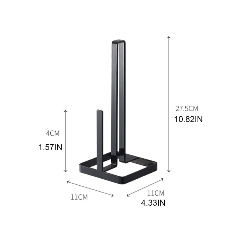 Stainless Steel Vertical Paper Towel Holder & Napkin Rack - Black Metal Kitchen Roll Dispenser for Countertop, Bathroom Tissue Stand - Perfect for Home, Office, Restaurant Storage Organization