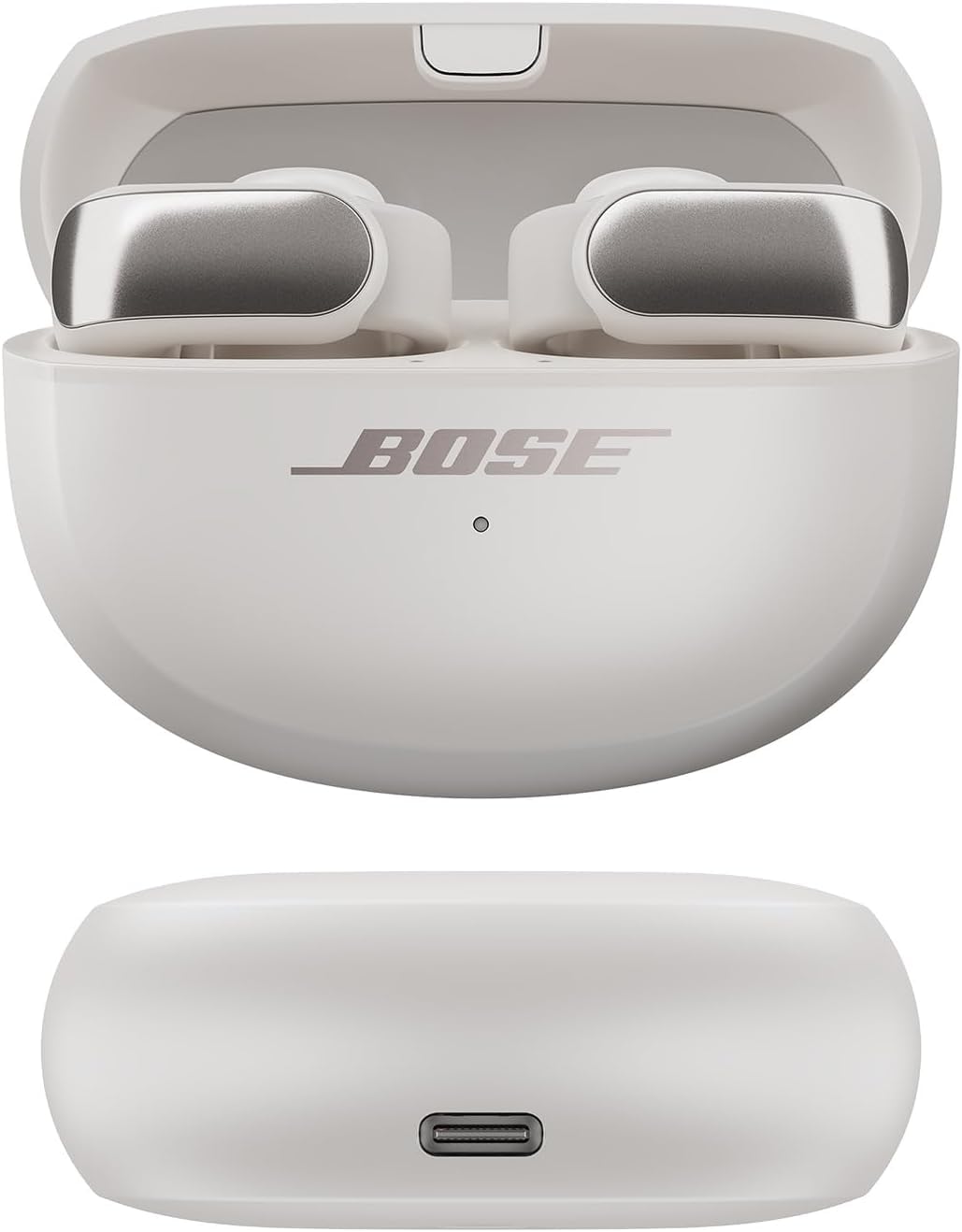 Bose Ultra Open Earbuds with OpenAudio Technology - Wireless Open Ear Headphones, 48H Battery Life, White Smoke & Green Portable Charger - Perfect for Running, Cycling, and Outdoor Activities