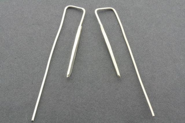 Sterling Silver Flattened Bar Earrings - Minimalist Dangle Earrings for Women, Perfect for Everyday Wear & Special Occasions