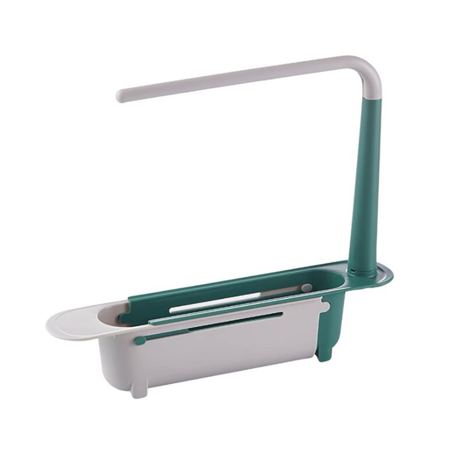 Adjustable Sink Drainer Rack & Faucet Organizer - Green Storage for Kitchen & Bathroom