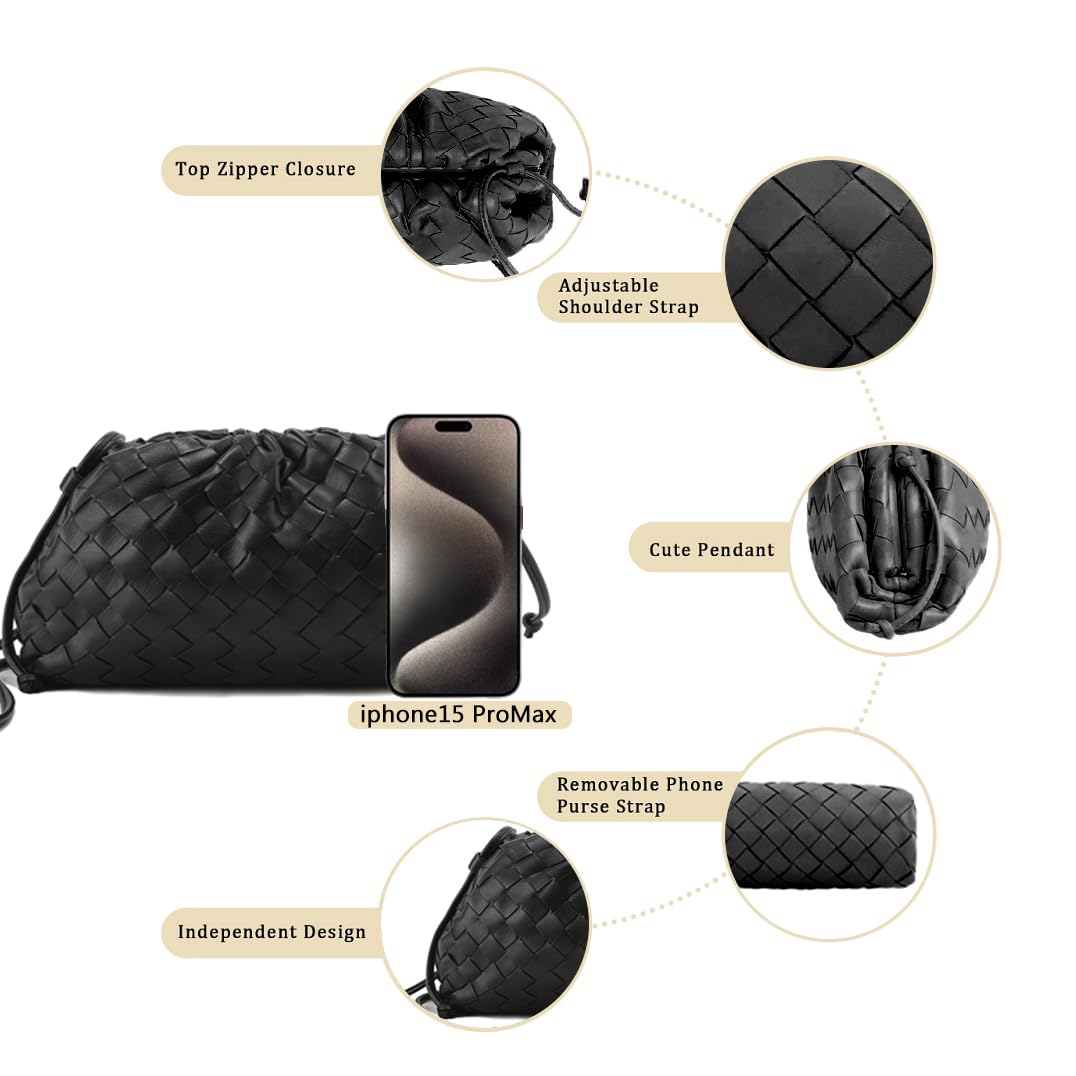 SUMICH Women's Quilted Crossbody Purse - Handmade Leather Clutch Bag, Dumpling Style Hobo Shoulder Bag with Ruching Details | Perfect for Daily Use, Travel & Special Occasions