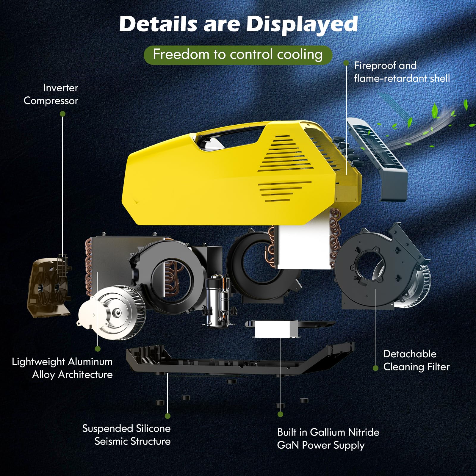Link Portable Air Conditioner - Energy Efficient Cooling Unit in Yellow | Perfect for Bedrooms, Offices & Small Spaces