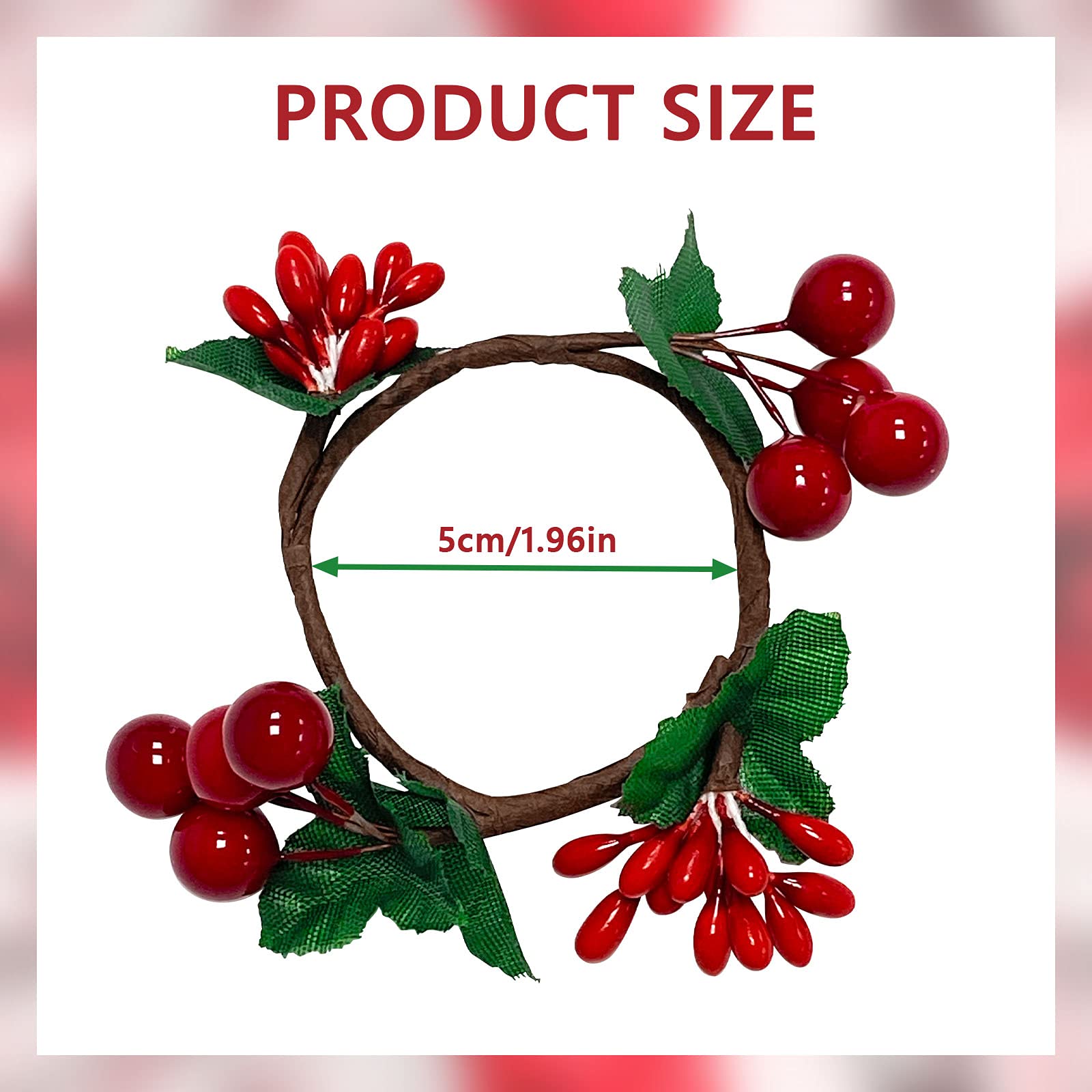 12 Pack Rustic Napkin Rings Set - Handmade Red Berry Serviette Holders for Wedding, Christmas, Thanksgiving, New Year, Valentine's Day, Banquet & Birthday Party Decor - Perfect for Holiday Table Settings and Special Occasion Dining Decorations