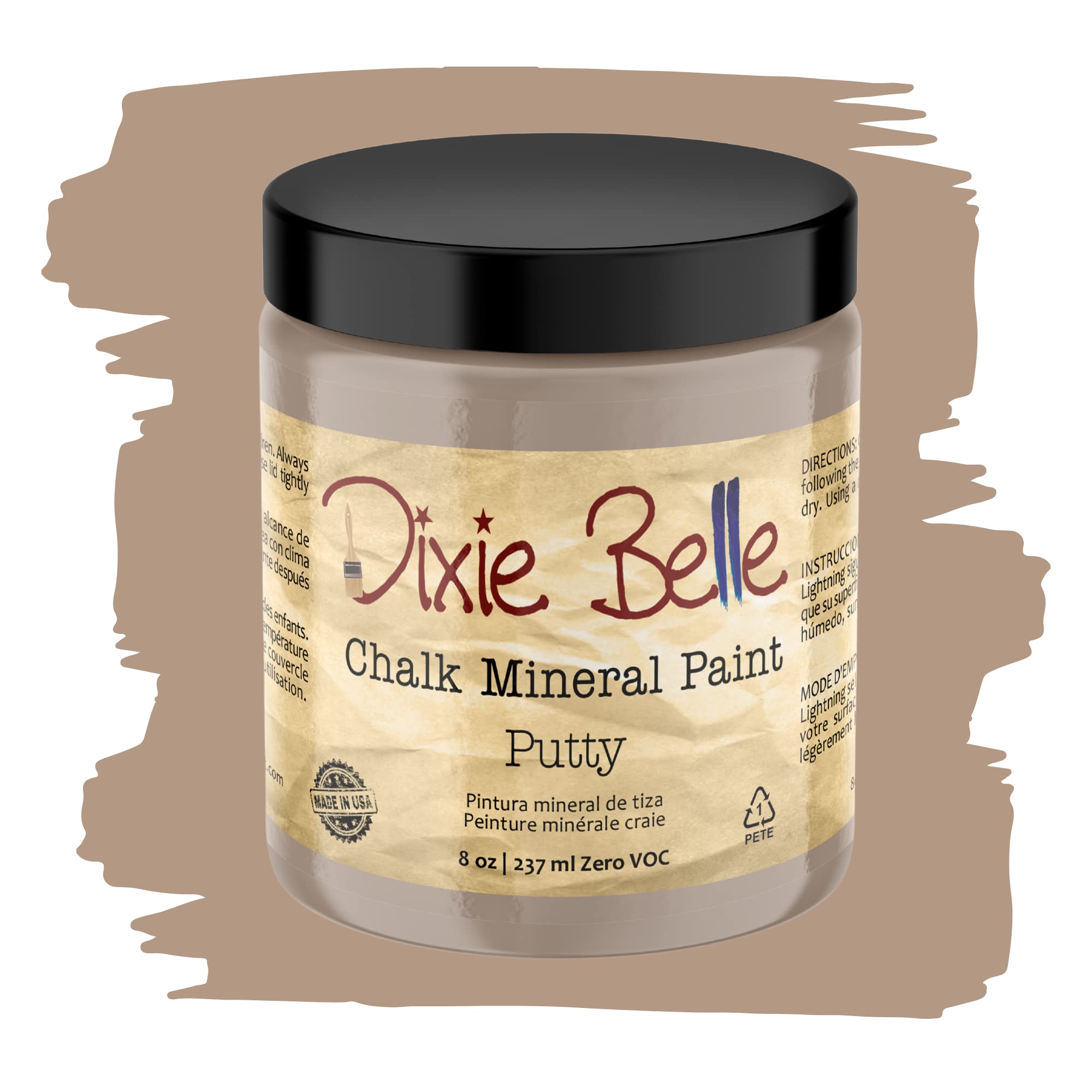 Dixie Belle Chalk Mineral Paint - Matte Muted Taupe (8oz) | DIY Furniture Paint | Made in USA | Perfect for Upcycling Tables, Chairs & Home Decor