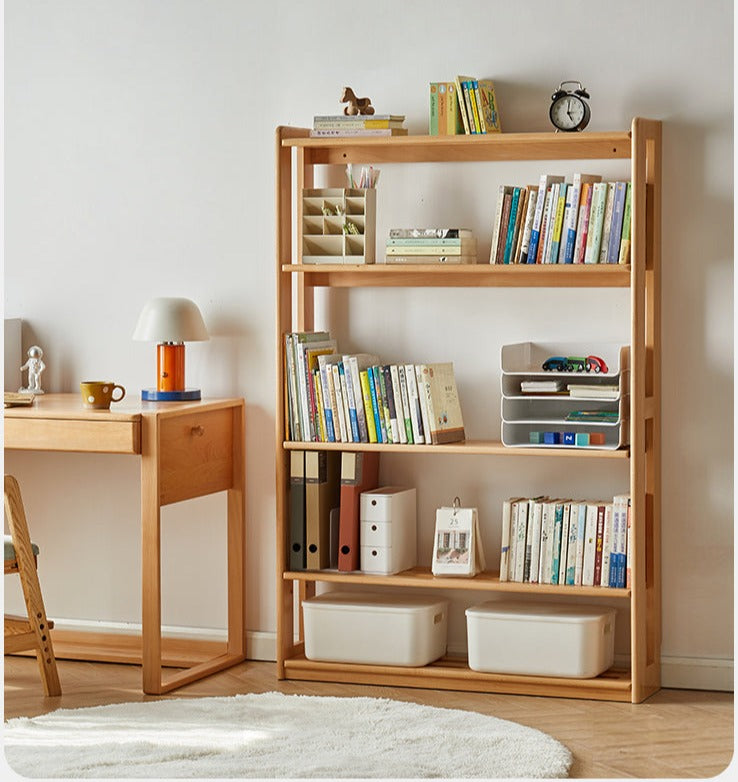 Solid Wood Floor-to-Ceiling Bookshelf - Beech & Oak Wooden Storage Shelf for Books, Toys, and Home Decor | Perfect for Living Room, Nursery, and Home Office Organization