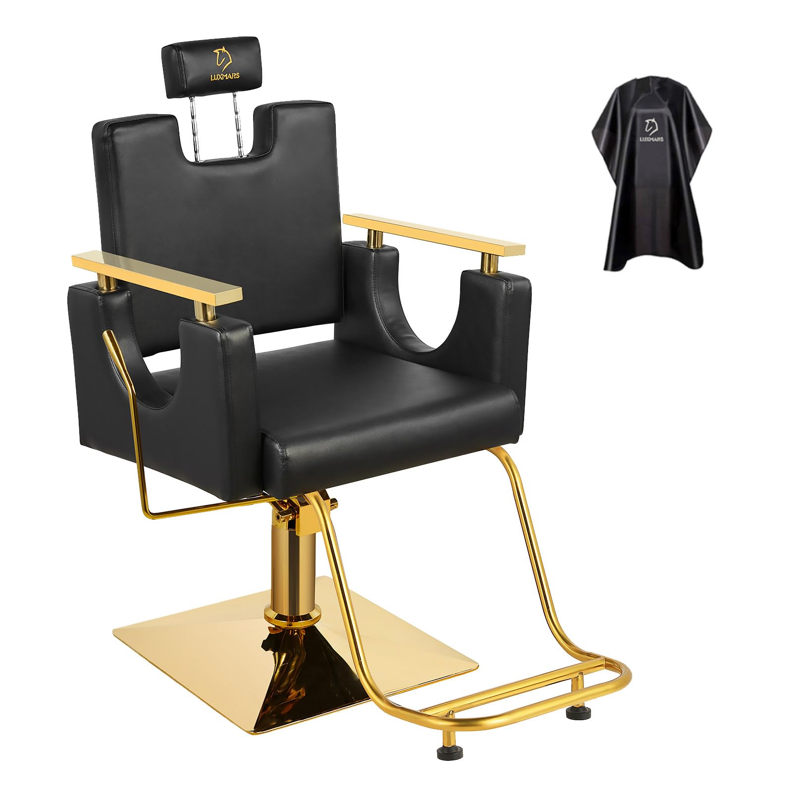 Premium Hydraulic Barber Chair - 360° Swivel & Reclining Salon Stylist Chair with Rolling Casters for Barbershop & Hair Salon Equipment (Black) - Perfect for Professional Haircuts, Styling & Shaving Services