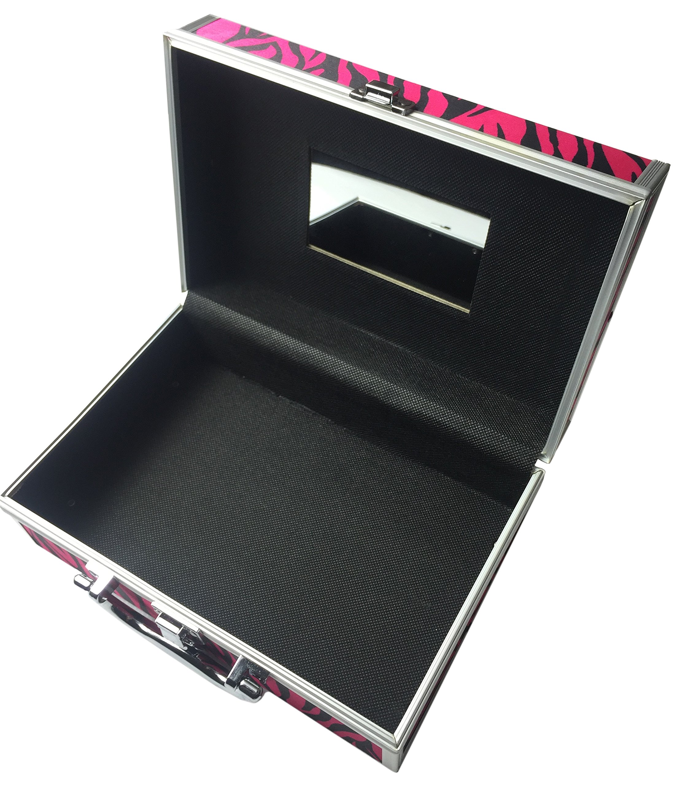 Professional Train Case Makeup Organizer - Stylish Aluminum Cosmetic Carry All Set for Travel & Salon Use | Durable & Reusable Makeup Storage Solution for Artists & Professionals