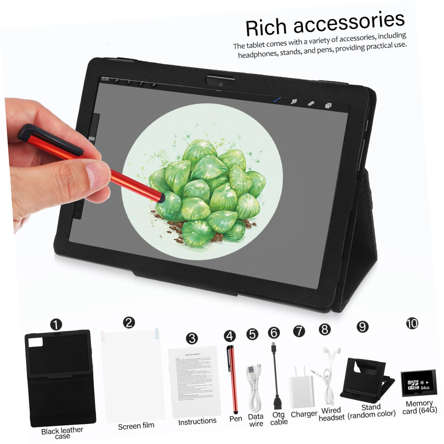 KONTONTY 10.1-inch 11-in-1 Tablet Set with Air5 Processor - Black | Includes Accessories | Perfect for Work, Study & Entertainment
