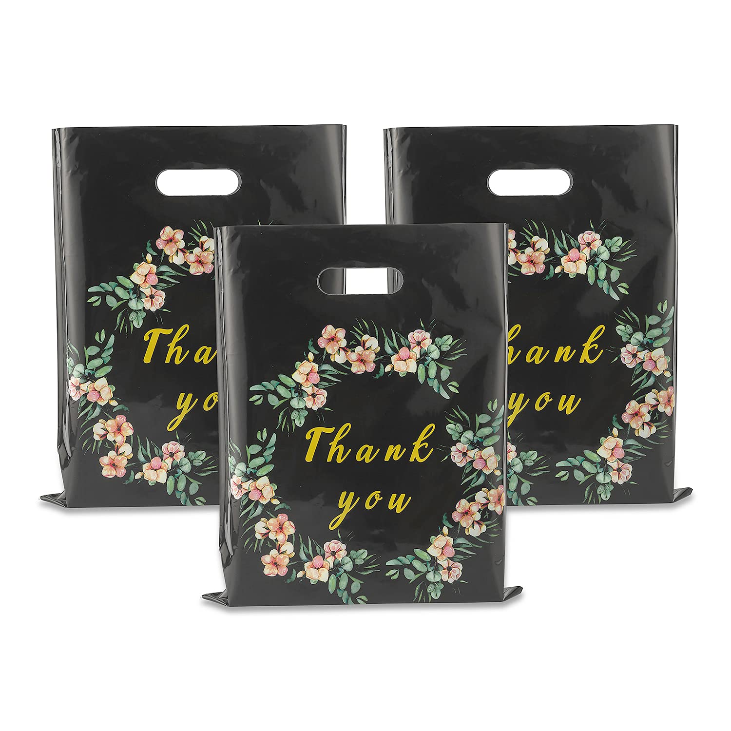 Thank You Bags - 12x15 Inch Plastic Retail Shopping Bags with Handles (Pack of 24) for Boutique, Clothing Store, Gift Wrapping & Party Favors | Durable Merchandise Bags for Retail Business, Events & Customer Appreciation