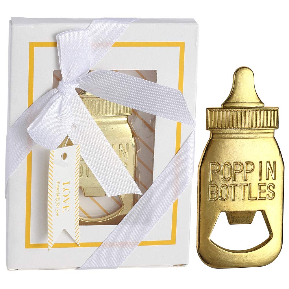 6-Piece White & Rose Gold Bottle Opener Set - Elegant Baby Shower & Wedding Favors, Cute Party Gifts for Guests - Perfect for Newborn Celebrations, Bridal Showers & Special Events