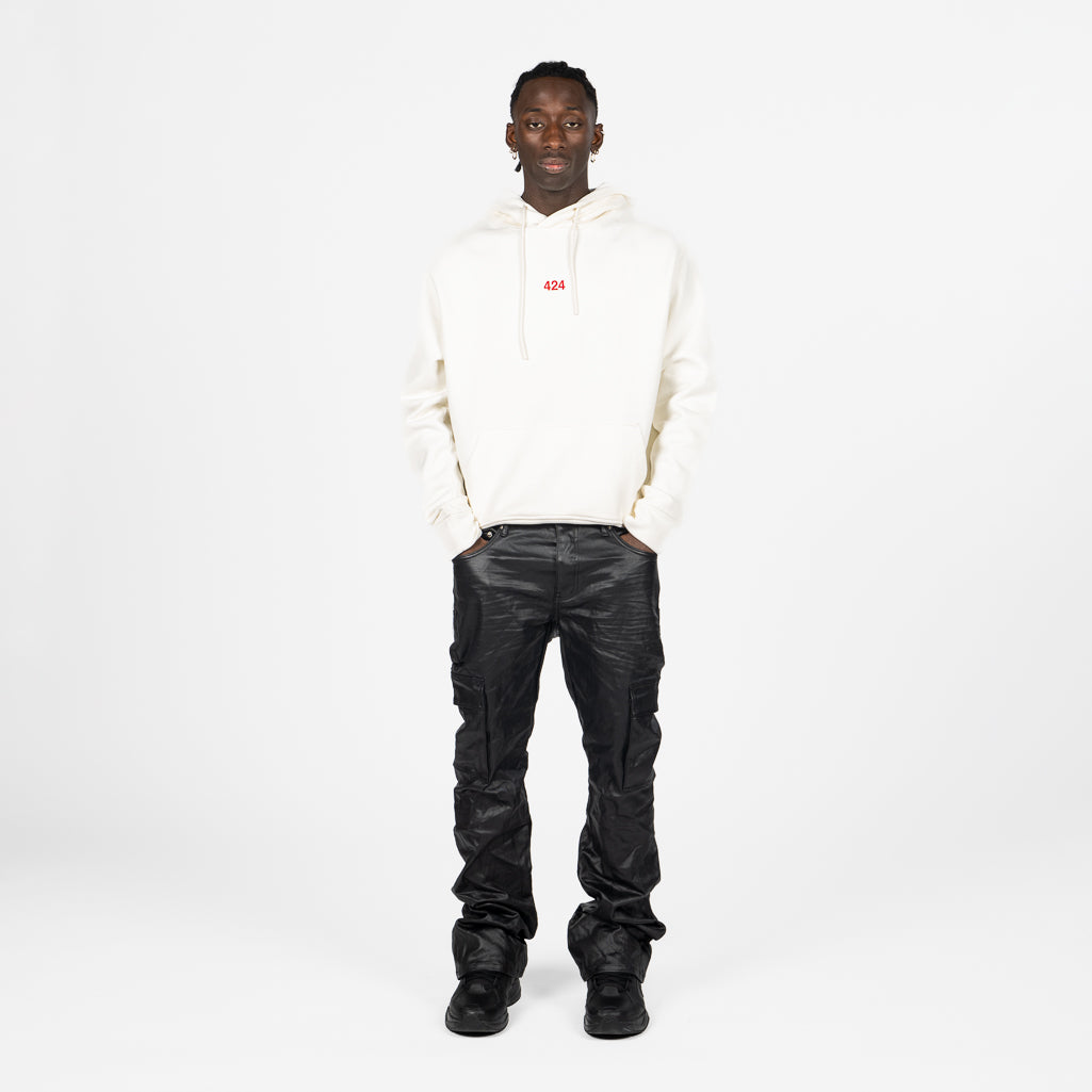424 Hoodie for Men & Women - Soft Cotton Pullover Sweatshirt with Kangaroo Pocket - White - Perfect for Casual Wear, Street Style & Loungewear