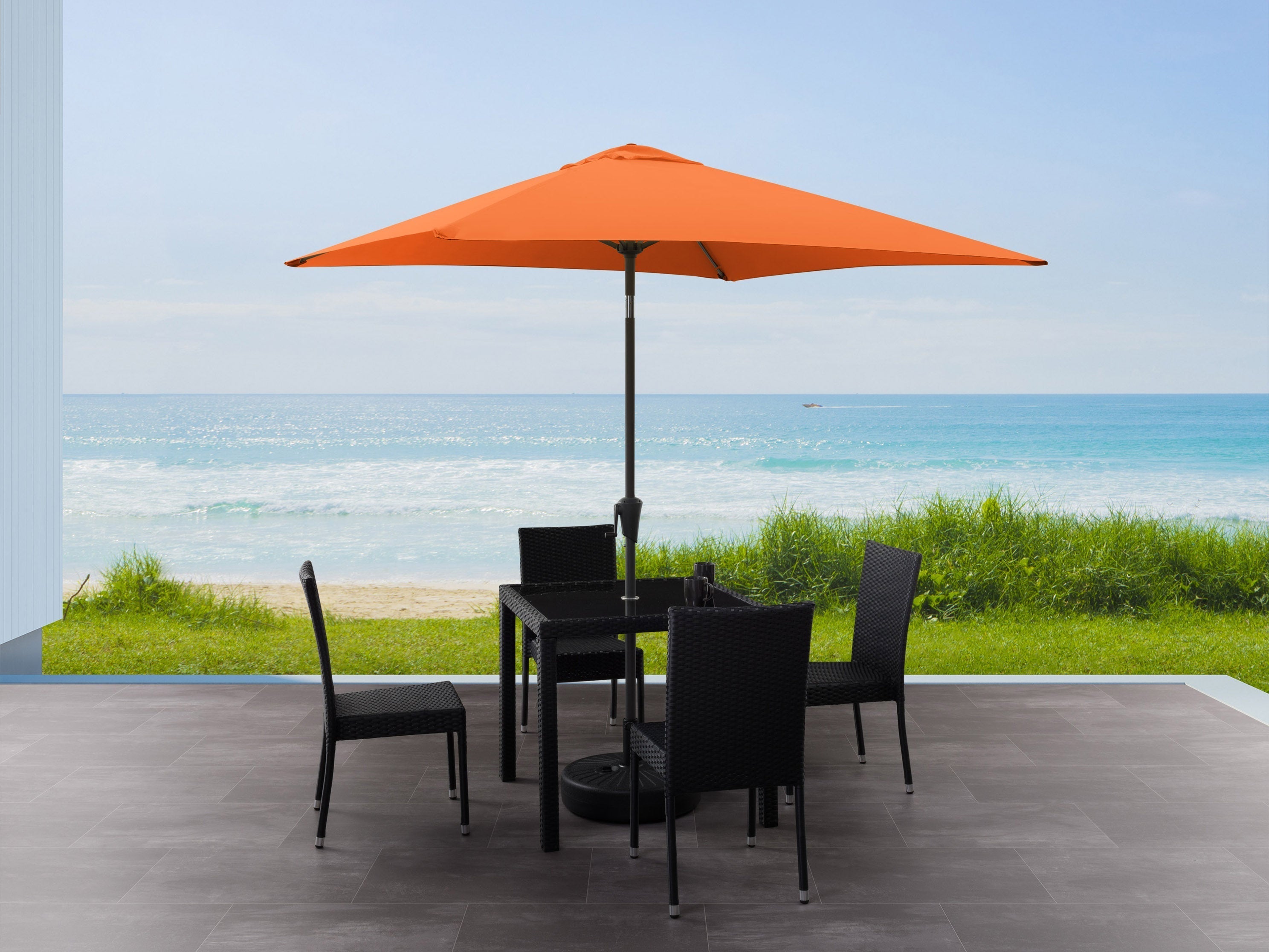 9ft Orange Square Patio Umbrella - UV Protection, Wind Resistant Outdoor Market Umbrella for Poolside, Garden, Backyard, and Restaurant Use