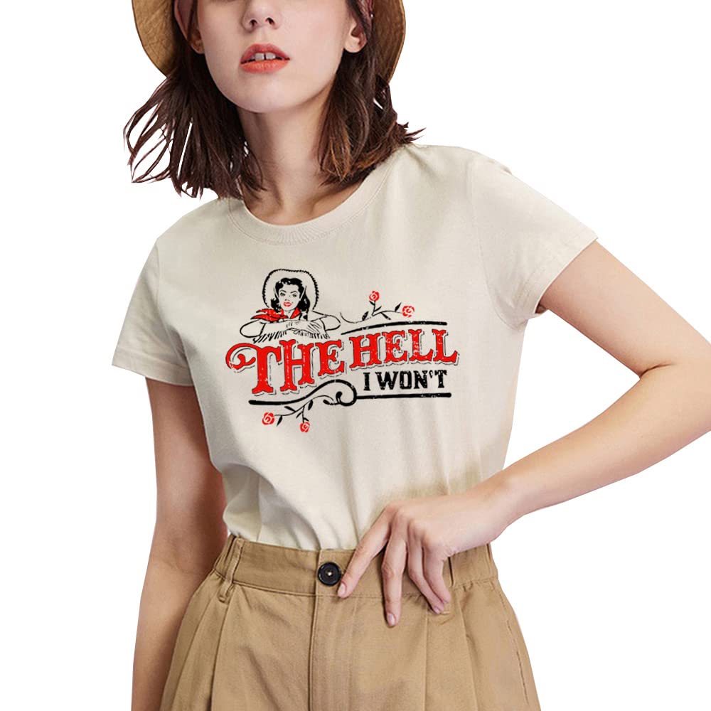 Funny Saying Women's T-Shirt - The Hell I Won't Summer Loose Plus Size 3XL Tee - Harajuku Aesthetic Top for Casual Wear & Street Fashion