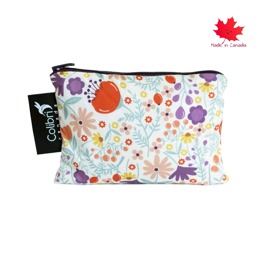 Colibri Small Reusable Snack Bag - Eco-Friendly Food Storage for Kids & Adults | Perfect for School Lunches, Picnics & Travel | Wild Flowers Design