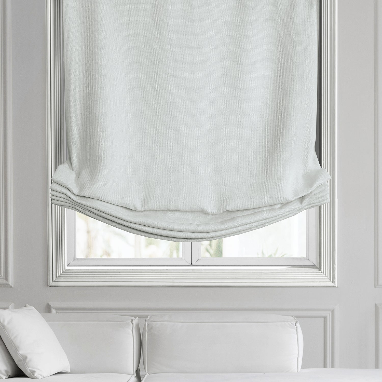 Stylish Oyster Textured Faux Linen Roman Shade - Elegant Window Treatment for Living Room, Bedroom & Office