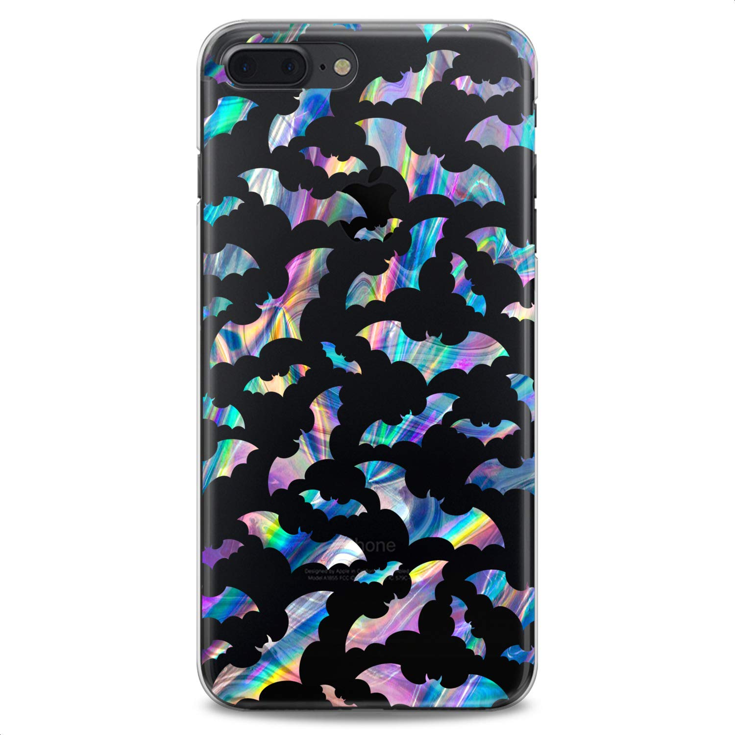 Premium TPU Phone Case for iPhone 16/15/14/13/12/11 Pro Max/Plus/Mini/XS/XR/X/8+/7/6/5/SE - Cute Rainbow Clear Slim Flexible Silicone Cover with Animal Bat Design - Perfect for Women & Girls (Blue) | Great for Everyday Protection & Style