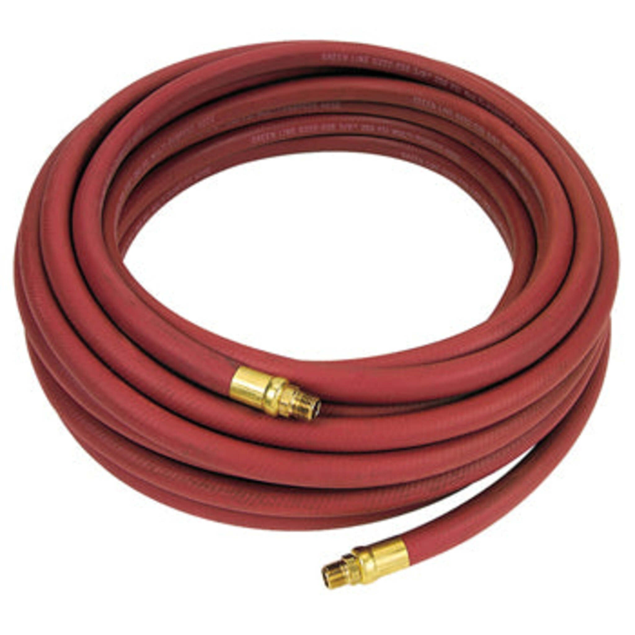 1/4 Inch Red Rubber Air Hose Assembly - Heat Resistant Synthetic Rubber, 250 PSI Pressure, Brass MPT Fittings, -40°C Cold Flexibility - Durable Industrial Air Hose for Pneumatic Tools, Compressors & Workshop Applications