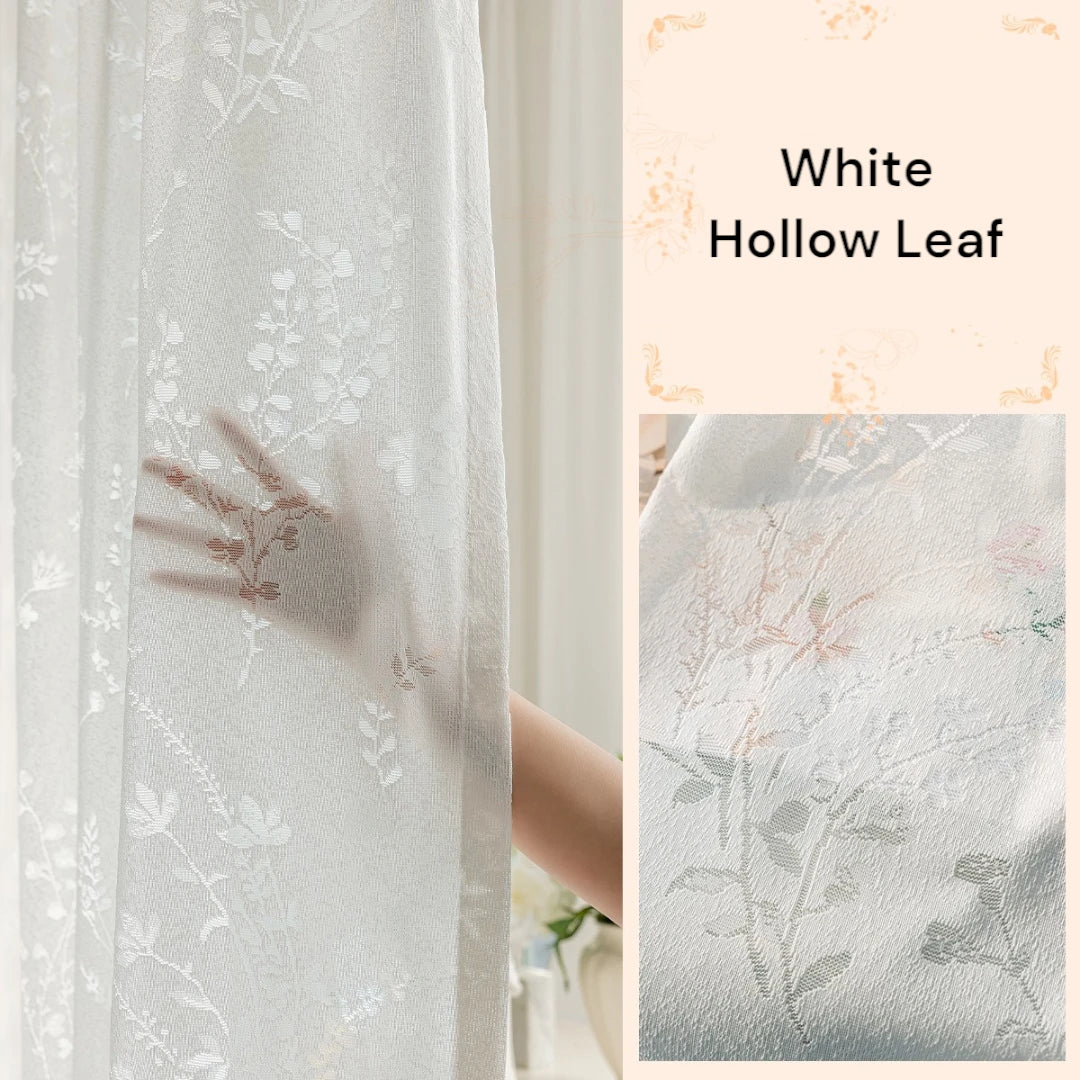 Miriam Delicate Botanical Semi-Sheer Custom Curtains for Living Room & Bedroom - Floral Sheer Window Drapes with Nature-Inspired Design for Home Decor