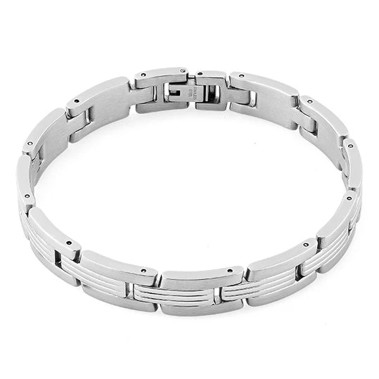 Stainless Steel Double Groove Bar Bracelet for Men & Women - Durable & Stylish Unisex Jewelry for Everyday Wear, Gifts, and Special Occasions