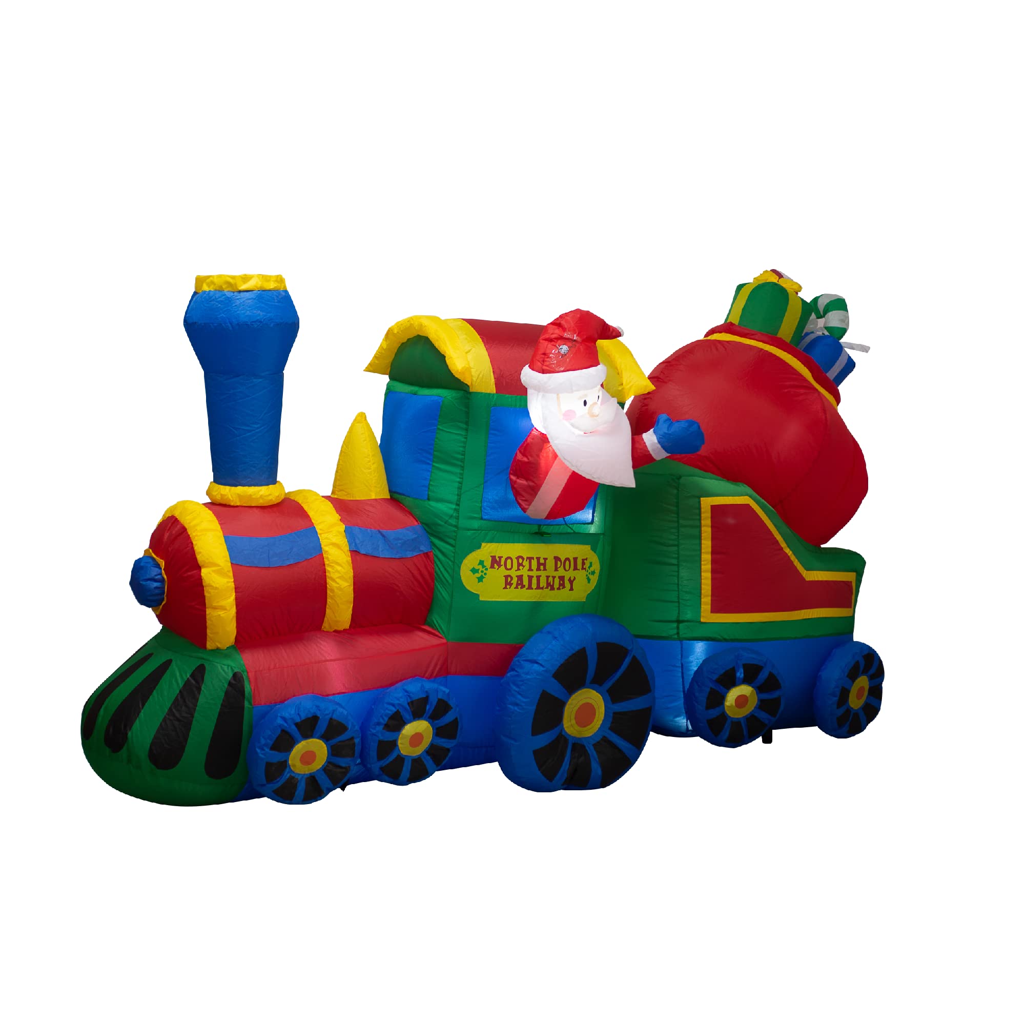 TRMESIA 8FT Inflatable Santa Claus Driving Train Christmas Decoration with LED Lights - Indoor/Outdoor Holiday Yard Decor for Xmas Party, Home, Garden & Office Celebration