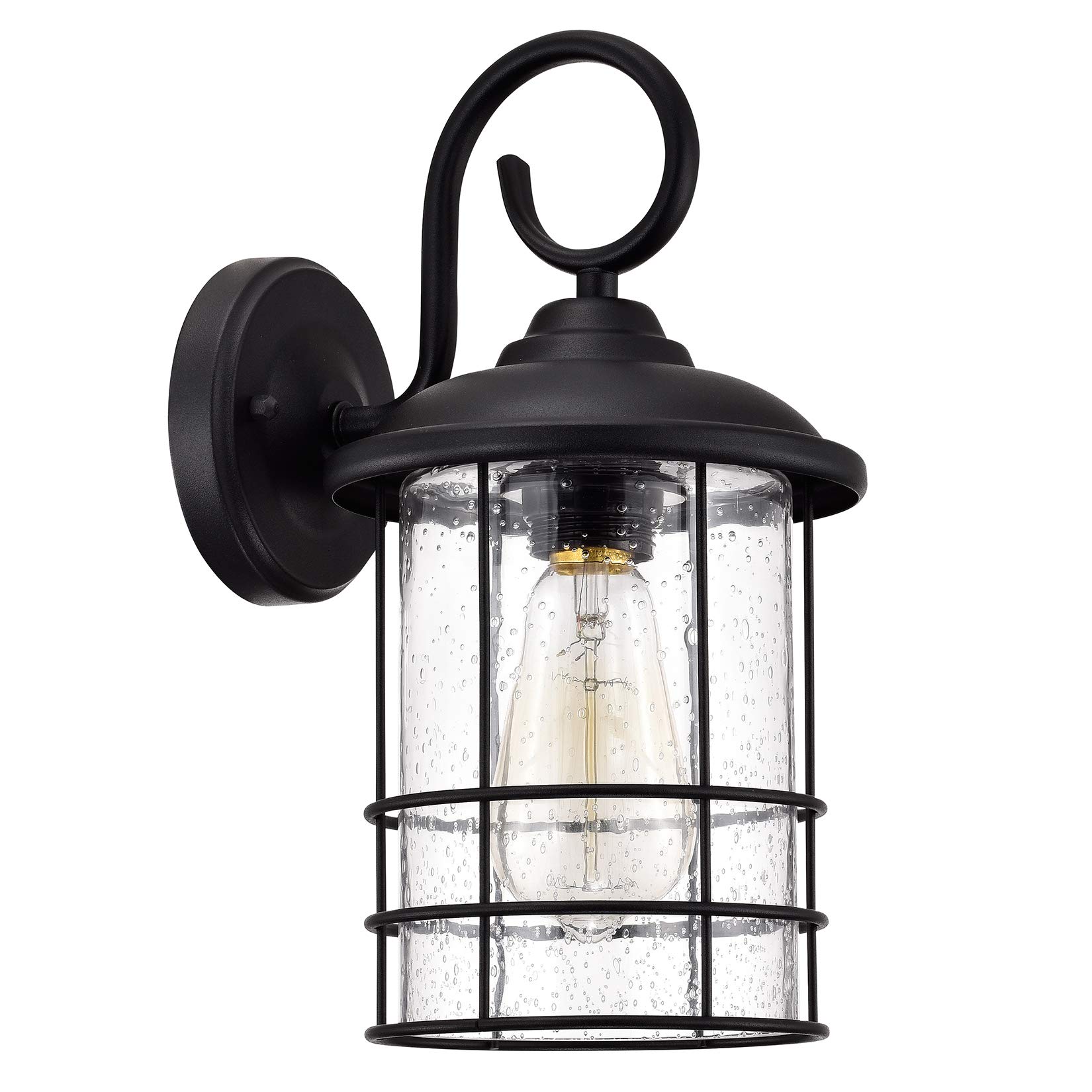 MICSIU Textured Black 12 Inch Outdoor Wall Sconce with Clear Seedy Glass - Waterproof Exterior Light Fixture for Porch, Entryway, Patio, Garage & Doorway - Perfect for Home Security and Landscape Lighting