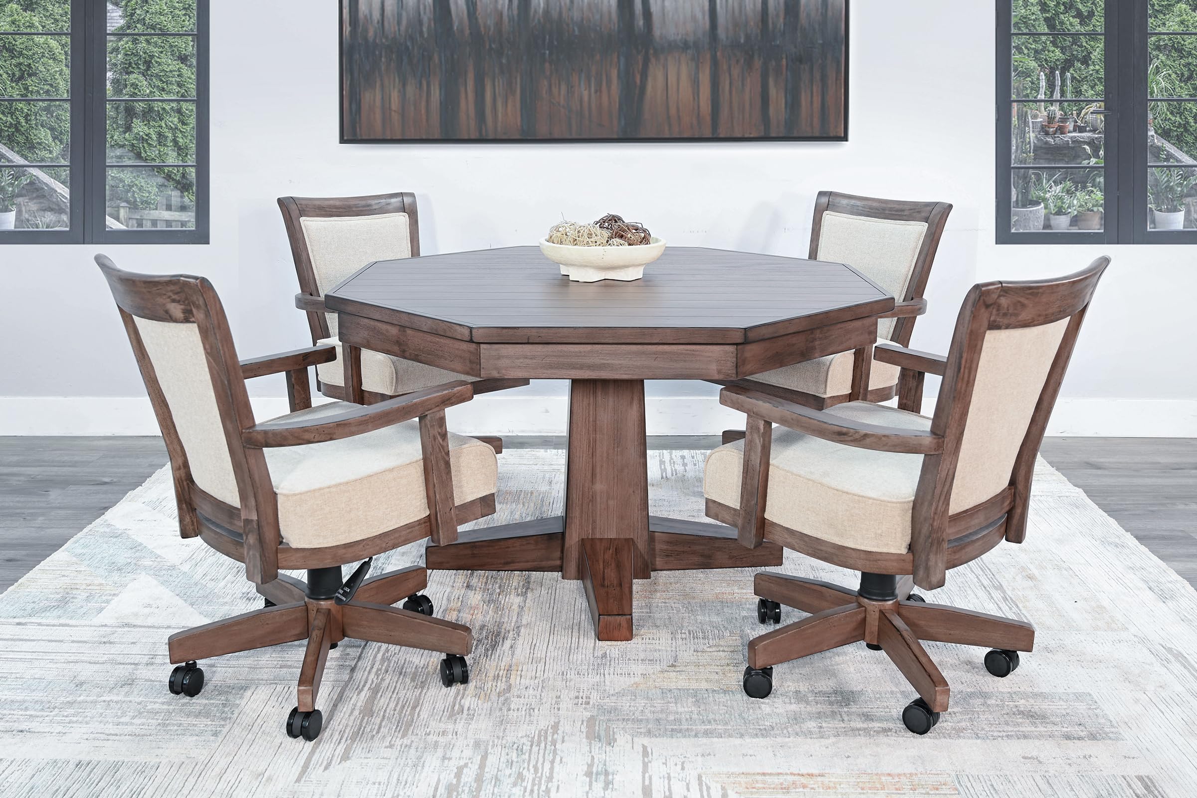 Premium Blaze Poker & Dining Table Set with 4-6 Game Chairs - Alpine Grey Finish - Perfect for Game Nights & Dinner Parties - Casino Style Multi-Functional Furniture for Home Entertainment