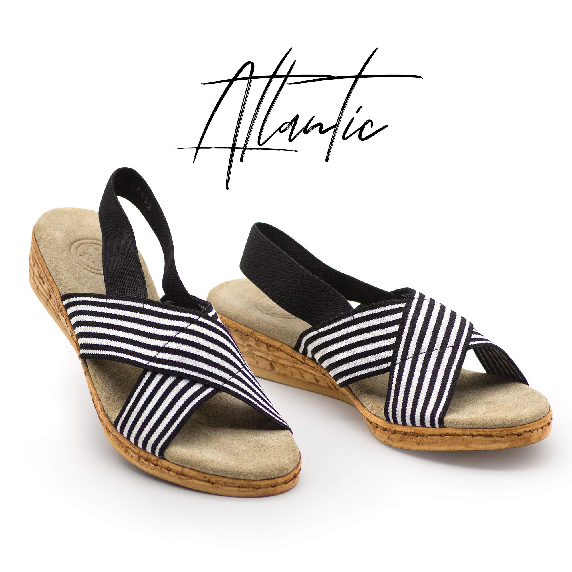 Charleston Shoe Co. Women's ATLANTIC Slingback Cork Wedge Sandals - Comfortable Summer Beach Shoes for Walking & Outdoor Activities