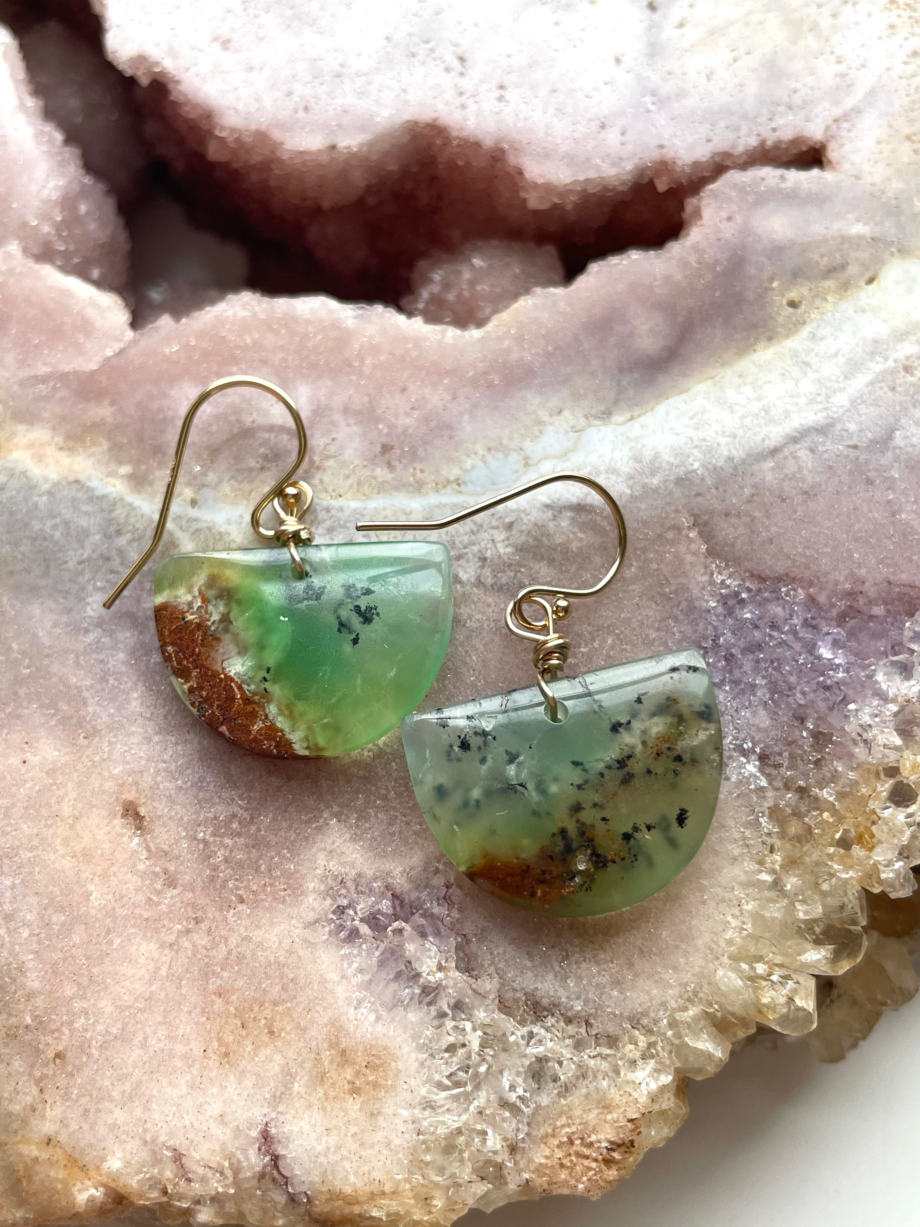 Chrysoprase Statement Earrings - 14K Gold Filled Dangle Earrings for Women | Elegant Jewelry Gift for Birthday, Anniversary & Special Occasions