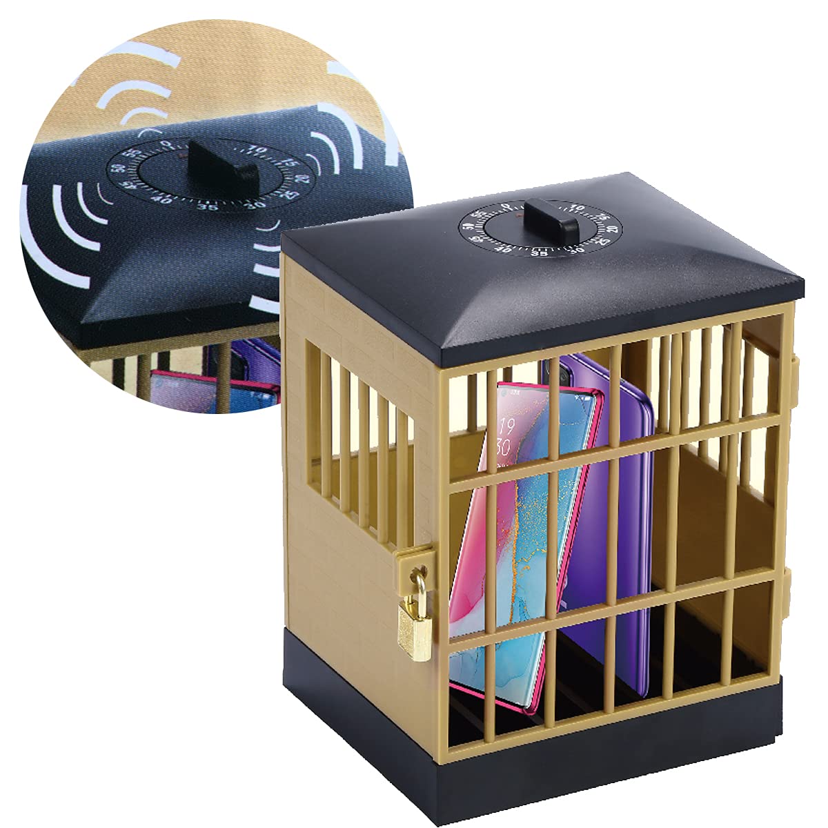 FS1035-M4 Brick Style Phone Jail with Timer - Fun Novelty Phone Cage to Reduce Screen Time - Perfect for Work, Study & Family Time