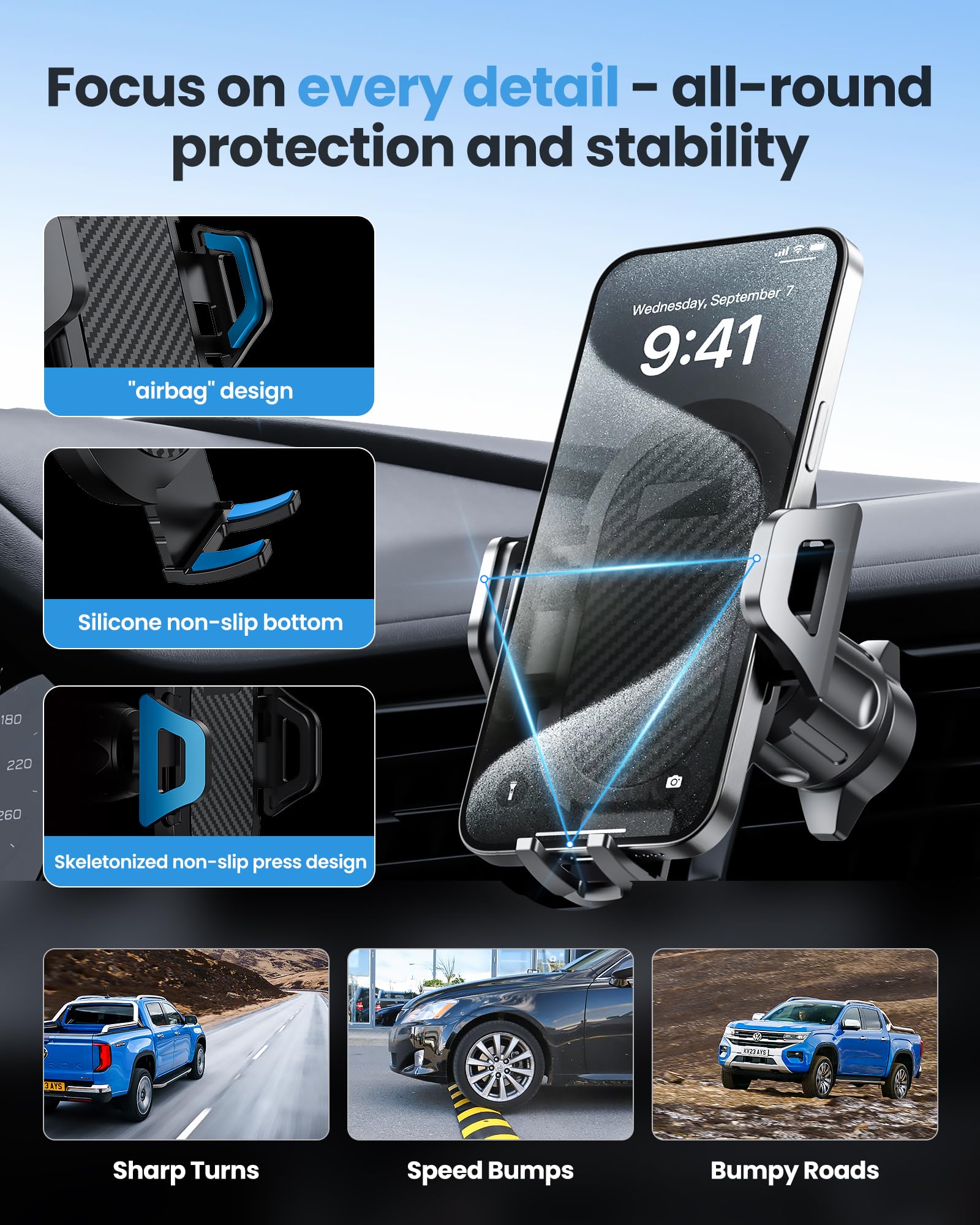 2024 Upgraded Metal Hook Car Phone Holder - 360° Adjustable Air Vent Phone Mount for iPhone 15/14, Samsung S24/S23 & All Smartphones - Secure Hands-Free Driving Accessory (Black) | Perfect for Commuting, Road Trips & GPS Navigation