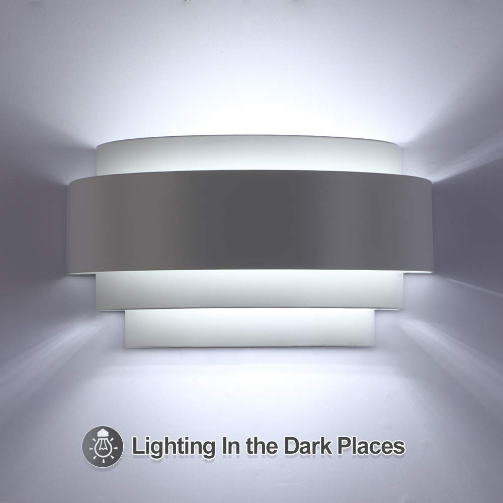 Glighone LED Wall Lights Indoor - Modern Up Down Wall Sconce Lighting with Bulbs Included | Uplighter & Downlighter for Living Room, Bedroom, Corridor, Hallway | Cool White Finish | Energy-Efficient Home & Office Decoration Lighting
